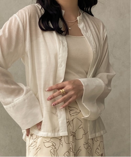 apres jour clair(アプレジュールクレア)の「【apres jour clair】バンドカラーシアーシャツ【ZOZOTOWN限定アイテム】(シャツ/ブラウス・レディース・イエロー/アイボリー/ベージュ/ブラウン系その他・X-LARGE/フリー)」の21枚目の写真