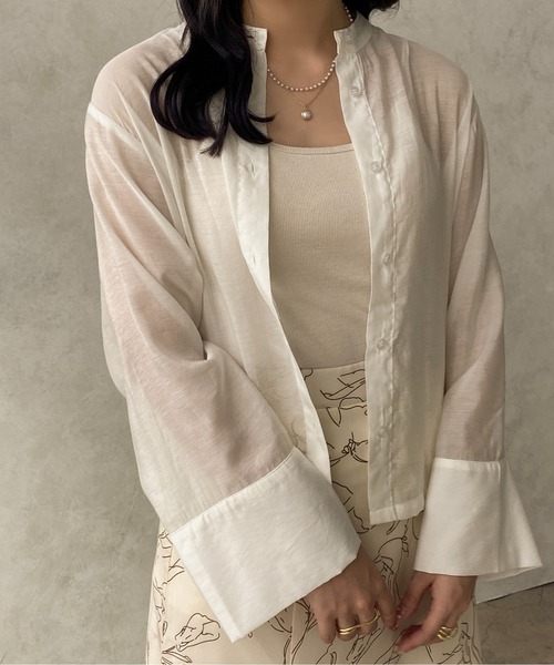 apres jour clair(アプレジュールクレア)の「【apres jour clair】バンドカラーシアーシャツ【ZOZOTOWN限定アイテム】(シャツ/ブラウス・レディース・イエロー/アイボリー/ベージュ/ブラウン系その他・X-LARGE/フリー)」の17枚目の写真