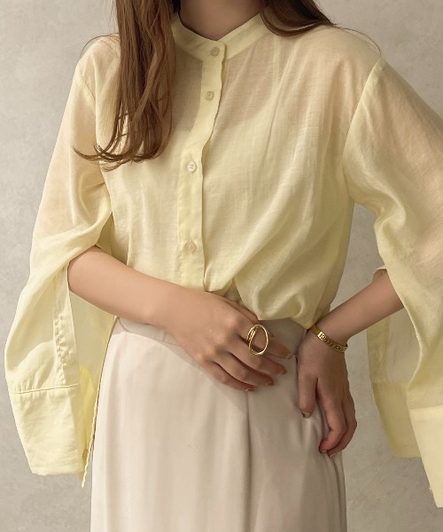 apres jour clair(アプレジュールクレア)の「【apres jour clair】バンドカラーシアーシャツ【ZOZOTOWN限定アイテム】(シャツ/ブラウス・レディース・イエロー/アイボリー/ベージュ/ブラウン系その他・X-LARGE/フリー)」の15枚目の写真