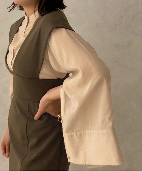 apres jour clair(アプレジュールクレア)の「【apres jour clair】バンドカラーシアーシャツ【ZOZOTOWN限定アイテム】(シャツ/ブラウス・レディース・イエロー/アイボリー/ベージュ/ブラウン系その他・X-LARGE/フリー)」の22枚目の写真