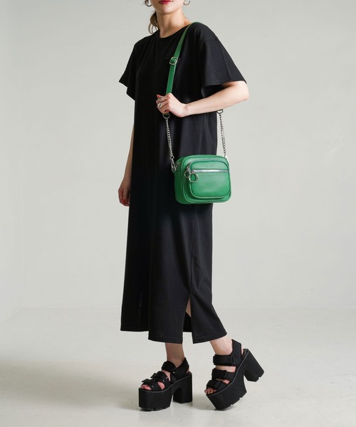 夢展望（ユメテンボウ）の「スクエアチェーンショルダーバッグ（ショルダーバッグ・レディース・ブラック/グリーン/ホワイト×ブラック/ブラウン・FREE）」の15枚目の写真