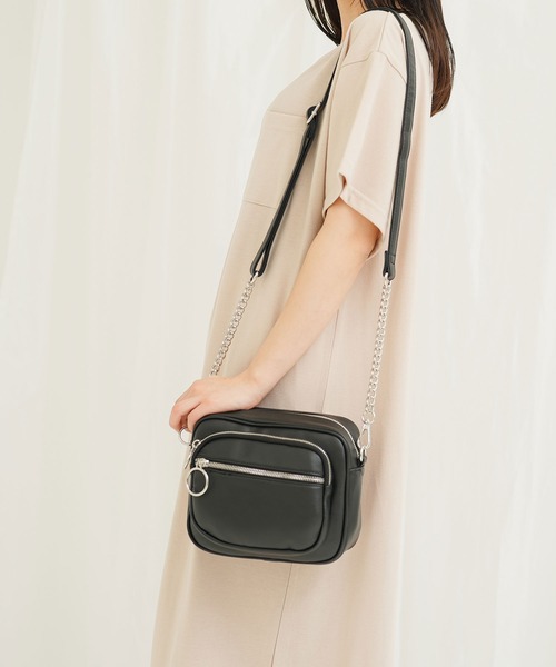 夢展望（ユメテンボウ）の「スクエアチェーンショルダーバッグ（ショルダーバッグ・レディース・ブラック/グリーン/ホワイト×ブラック/ブラウン・FREE）」の8枚目の写真