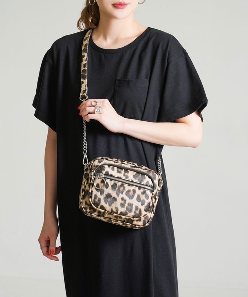 夢展望（ユメテンボウ）の「スクエアチェーンショルダーバッグ（ショルダーバッグ・レディース・ブラック/グリーン/ホワイト×ブラック/ブラウン・FREE）」の5枚目の写真