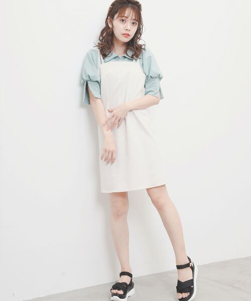 MAJESTIC LEGON（マジェスティックレゴン）の「ギンガムポロ襟トップス（ポロシャツ・レディース・ブラック系その他/グリーン系その他/ベージュ系その他2・MEDIUM）」の4枚目の写真