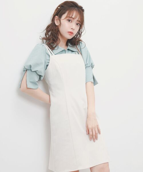 MAJESTIC LEGON（マジェスティックレゴン）の「ギンガムポロ襟トップス（ポロシャツ・レディース・ブラック系その他/グリーン系その他/ベージュ系その他2・MEDIUM）」の7枚目の写真