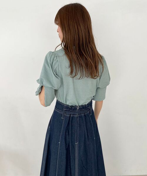 MAJESTIC LEGON（マジェスティックレゴン）の「ギンガムポロ襟トップス（ポロシャツ・レディース・ブラック系その他/グリーン系その他/ベージュ系その他2・MEDIUM）」の12枚目の写真