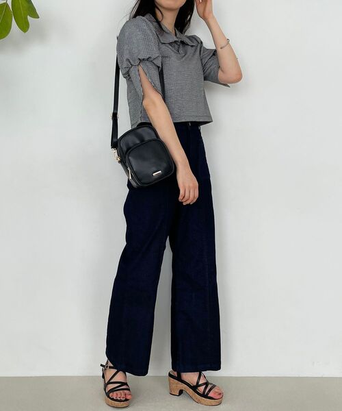 MAJESTIC LEGON（マジェスティックレゴン）の「ギンガムポロ襟トップス（ポロシャツ・レディース・ブラック系その他/グリーン系その他/ベージュ系その他2・MEDIUM）」の19枚目の写真