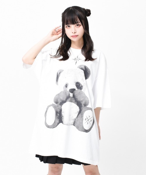 TRAVAS TOKYO（トラバス トウキョウ）の「『TRAVAS TOKYO/トラバス トーキョー』Furry panda BIG Tee/パンダプリント 半袖Tシャツ（Tシャツ/カットソー・レディース・ホワイト/ブラック/サックスブルー・FREE）」の7枚目の写真