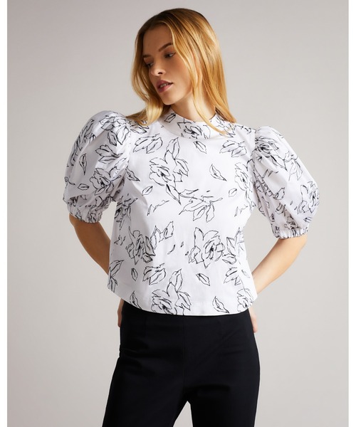 Ted Baker（テッドベーカー）の「LUULAH パフスリーブ バックリボン　ブラウス（Tシャツ/カットソー・レディース・ホワイト・0/2/1）」の4枚目の写真