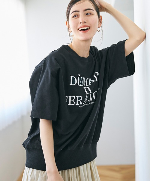 coca（coca）（コカ）の「ビッグシルエットプリントロゴプルオーバー（Tシャツ/カットソー・レディース・ライトグレー/ライトブルー/チャコールグレー/ベージュ/ライトグリーン/ブラック/ホワイト/グレー/ネイビー・M/L）」の3枚目の写真