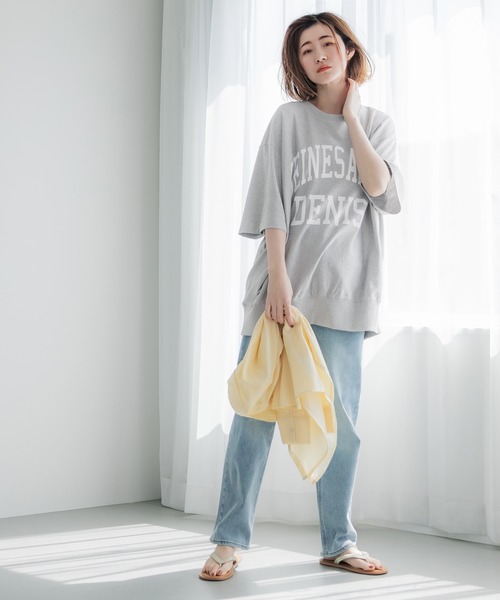 coca（coca）（コカ）の「ビッグシルエットプリントロゴプルオーバー（Tシャツ/カットソー・レディース・ライトグレー/ライトブルー/チャコールグレー/ベージュ/ライトグリーン/ブラック/ホワイト/グレー/ネイビー・M/L）」の21枚目の写真