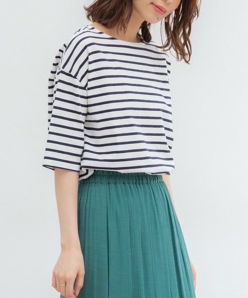 Honeys（ハニーズ）の「ボーダーゆるＴシャツ（Tシャツ/カットソー・レディース・ネイビー系/ベージュ系その他/ネイビー系1/ホワイト×ネイビー・S/L/M）」の12枚目の写真