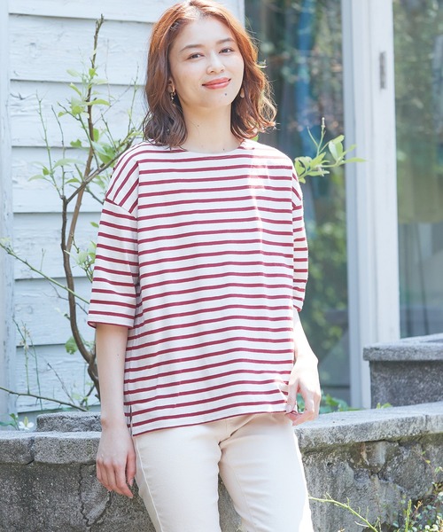 Honeys（ハニーズ）の「ボーダーゆるＴシャツ（Tシャツ/カットソー・レディース・ネイビー系/ベージュ系その他/ネイビー系1/ホワイト×ネイビー・S/L/M）」の15枚目の写真