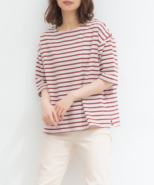 Honeys（ハニーズ）の「ボーダーゆるＴシャツ（Tシャツ/カットソー・レディース・ネイビー系/ベージュ系その他/ネイビー系1/ホワイト×ネイビー・S/L/M）」の6枚目の写真