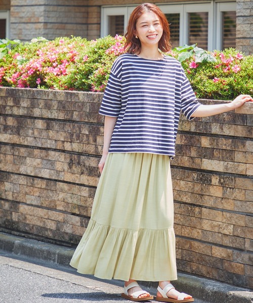 Honeys（ハニーズ）の「ボーダーゆるＴシャツ（Tシャツ/カットソー・レディース・ネイビー系/ベージュ系その他/ネイビー系1/ホワイト×ネイビー・S/L/M）」の7枚目の写真