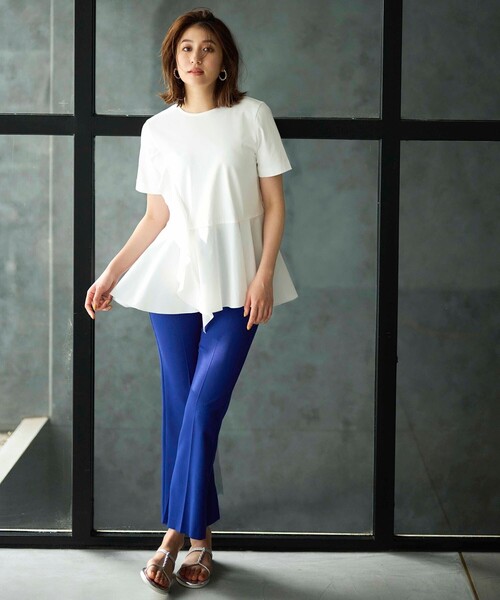 OPAQUE.CLIP(オペークドットクリップ)の「◆ウーリッシュトロピカル フレアパンツ【WEB限定サイズ】(その他パンツ・レディース・ブラック/ブルー/ライトベージュ・40/38/42/36/34)」の5枚目の写真