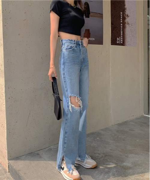 SONA（ソナ）の「SONYUNARA ダメージセミワイドデニムパンツ（デニムパンツ・レディース・ライトブルー・SMALL/MEDIUM/LARGE）」の16枚目の写真