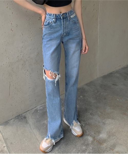 SONA（ソナ）の「SONYUNARA ダメージセミワイドデニムパンツ（デニムパンツ・レディース・ライトブルー・SMALL/MEDIUM/LARGE）」の19枚目の写真
