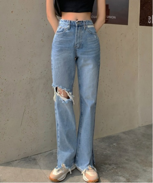 SONA（ソナ）の「SONYUNARA ダメージセミワイドデニムパンツ（デニムパンツ・レディース・ライトブルー・SMALL/MEDIUM/LARGE）」の17枚目の写真