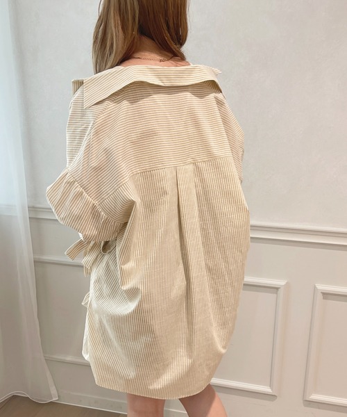 apres jour(アプレジュール)の「パフスリーブチュニックブラウス【ZOZOTOWN限定アイテム】(シャツ/ブラウス・レディース・ネイビー/ミント/ベージュ/ピンク/オフホワイト・X-LARGE/フリー)」の7枚目の写真
