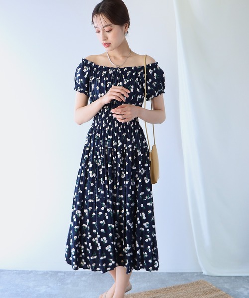 セール 無地 花柄2wayオフショルワンピース ワンピース Blueeast ブルーイースト のファッション通販 Zozotown