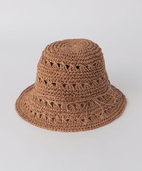 green label relaxing(グリーンレーベルリラクシング)の「GLR スカシ柄 ハット(ハット・キッズ・ナチュラル/ブラウン・FREE)」の2枚目の写真