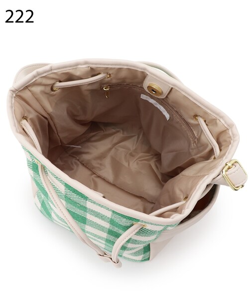 DRESKIP(ドレスキップ)の「◆チェック柄巾着ショルダーバッグ(ショルダーバッグ・レディース・ブラック系1/グリーン系その他3/ベージュ系1・00)」の4枚目の写真