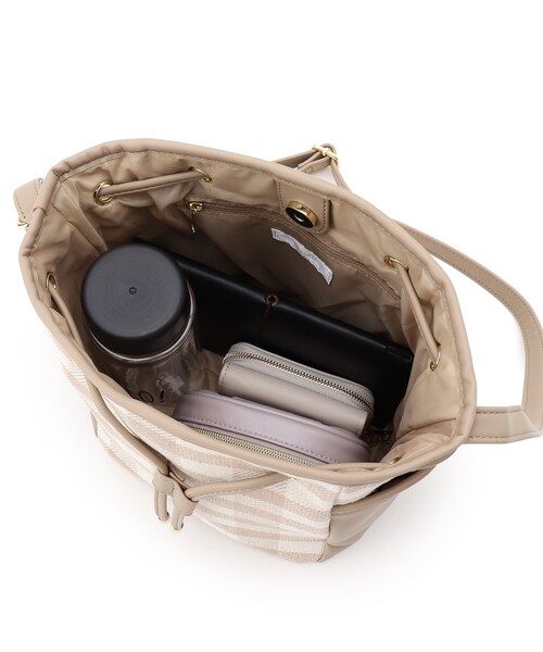 DRESKIP(ドレスキップ)の「◆チェック柄巾着ショルダーバッグ(ショルダーバッグ・レディース・ブラック系1/グリーン系その他3/ベージュ系1・00)」の6枚目の写真