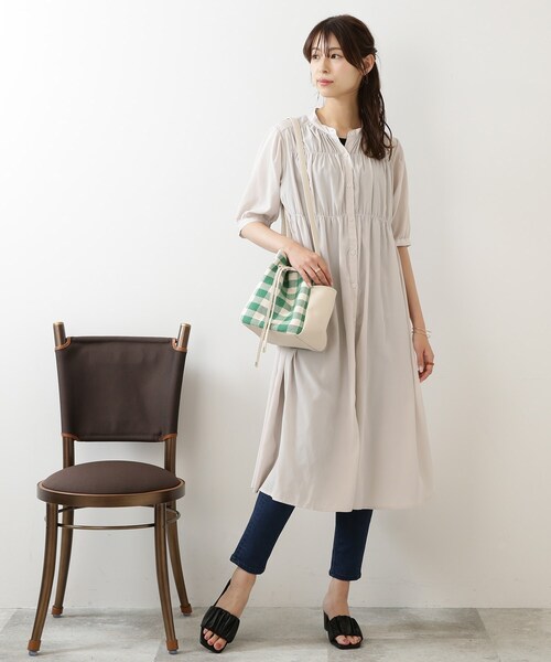 DRESKIP(ドレスキップ)の「◆チェック柄巾着ショルダーバッグ(ショルダーバッグ・レディース・ブラック系1/グリーン系その他3/ベージュ系1・00)」の8枚目の写真