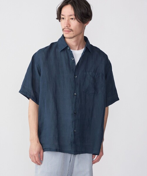 SHIPS（シップス）の「SHIPS: エアリー ラミー ガーメントダイ レギュラーカラーシャツ S/S（シャツ/ブラウス・メンズ・ライトグレー/ブラック/ネイビー/オリーブ・SMALL/MEDIUM/LARGE/X-LARGE）」の4枚目の写真