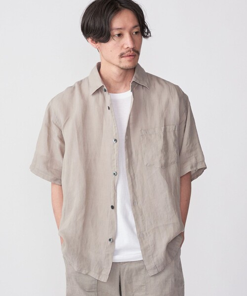 SHIPS（シップス）の「SHIPS: エアリー ラミー ガーメントダイ レギュラーカラーシャツ S/S（シャツ/ブラウス・メンズ・ライトグレー/ブラック/ネイビー/オリーブ・SMALL/MEDIUM/LARGE/X-LARGE）」の3枚目の写真