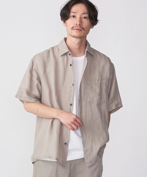 SHIPS（シップス）の「SHIPS: エアリー ラミー ガーメントダイ レギュラーカラーシャツ S/S（シャツ/ブラウス・メンズ・ライトグレー/ブラック/ネイビー/オリーブ・SMALL/MEDIUM/LARGE/X-LARGE）」の8枚目の写真