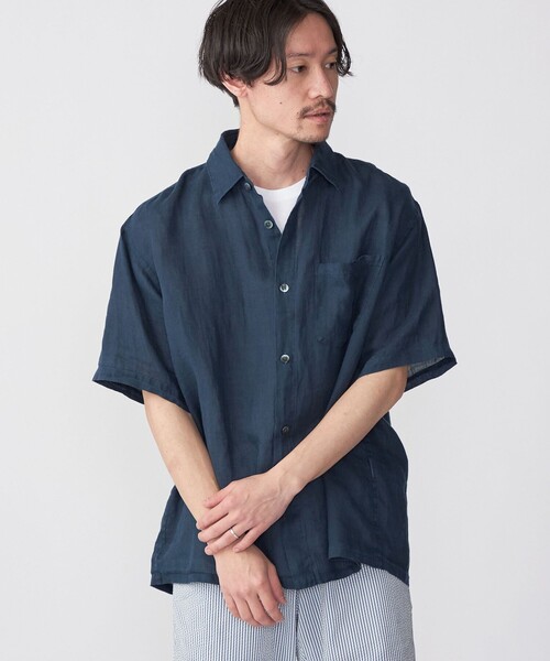 SHIPS（シップス）の「SHIPS: エアリー ラミー ガーメントダイ レギュラーカラーシャツ S/S（シャツ/ブラウス・メンズ・ライトグレー/ブラック/ネイビー/オリーブ・SMALL/MEDIUM/LARGE/X-LARGE）」の12枚目の写真