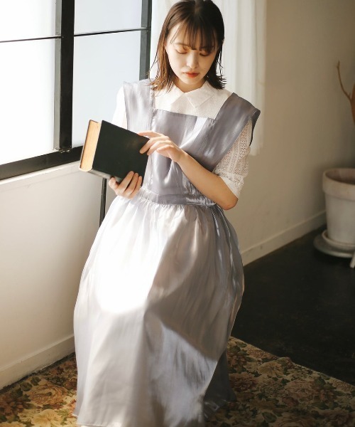 spoon store（スプーンストア）の「レース切替Aラインワンピース（ワンピース・レディース・ホワイト/ベージュ・SMALL/MEDIUM）」の3枚目の写真