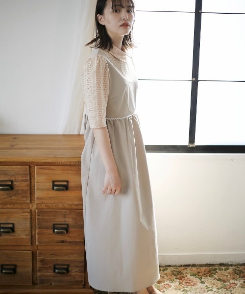 spoon store（スプーンストア）の「レース切替Aラインワンピース（ワンピース・レディース・ホワイト/ベージュ・SMALL/MEDIUM）」の12枚目の写真