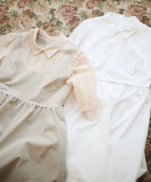 spoon store（スプーンストア）の「レース切替Aラインワンピース（ワンピース・レディース・ホワイト/ベージュ・SMALL/MEDIUM）」の8枚目の写真