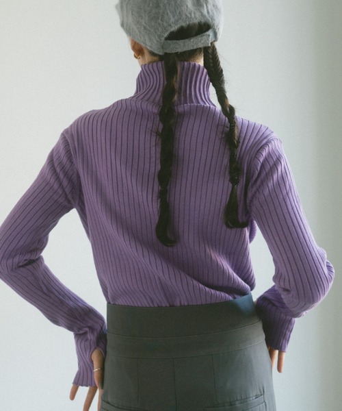 VANNIE U(ヴァニーユー)の「フィンガータートルニット(ニット/セーター・レディース・ブラック/ベージュ/パープル/ブラウン/ピンク/グリーン/アイボリー/レッド/グレー/ライトグレー・FREE)」の9枚目の写真