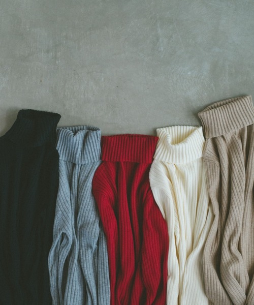 VANNIE U(ヴァニーユー)の「フィンガータートルニット(ニット/セーター・レディース・ブラック/ベージュ/パープル/ブラウン/ピンク/グリーン/アイボリー/レッド/グレー/ライトグレー・FREE)」の14枚目の写真