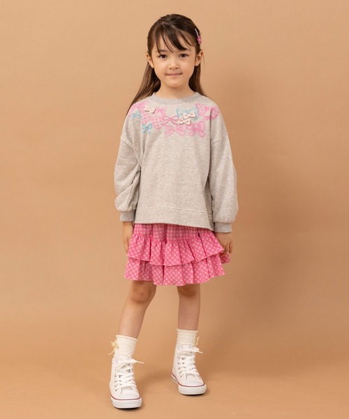 KP(ケーピー)の「日本製/リボンモチーフドロップショルダーミニ裏毛トレーナー(100~130cm)(スウェット・キッズ・パープル/杢グレー・120cm/110cm/130cm/100cm)」の14枚目の写真