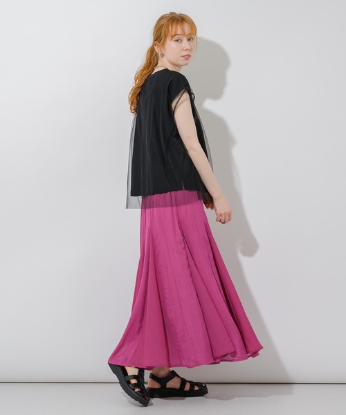 Paradise Picnic（パラダイスピクニック）の「チュール重ねロゴT（Tシャツ/カットソー・レディース・ブラック/ホワイト/イエロー・FREE）」の6枚目の写真