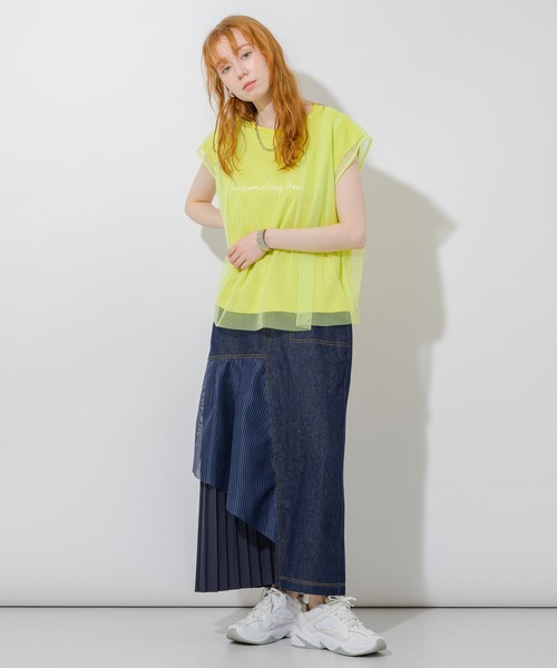 Paradise Picnic（パラダイスピクニック）の「チュール重ねロゴT（Tシャツ/カットソー・レディース・ブラック/ホワイト/イエロー・FREE）」の12枚目の写真