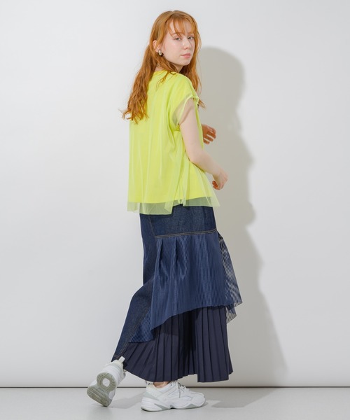 Paradise Picnic（パラダイスピクニック）の「チュール重ねロゴT（Tシャツ/カットソー・レディース・ブラック/ホワイト/イエロー・FREE）」の13枚目の写真