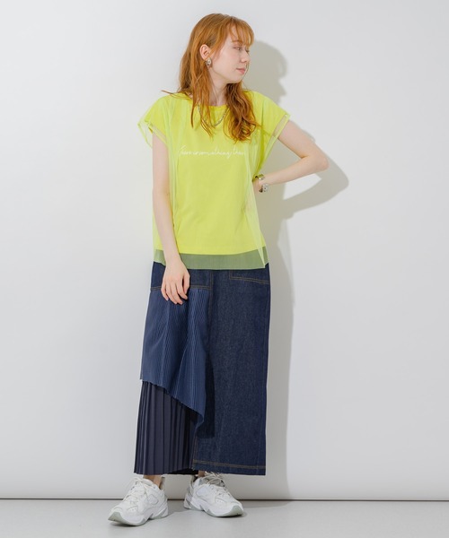 Paradise Picnic（パラダイスピクニック）の「チュール重ねロゴT（Tシャツ/カットソー・レディース・ブラック/ホワイト/イエロー・FREE）」の14枚目の写真