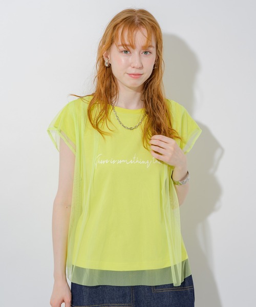 Paradise Picnic（パラダイスピクニック）の「チュール重ねロゴT（Tシャツ/カットソー・レディース・ブラック/ホワイト/イエロー・FREE）」の15枚目の写真