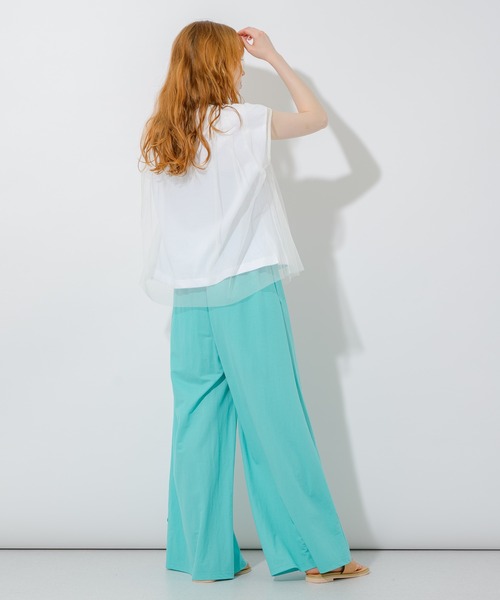 Paradise Picnic（パラダイスピクニック）の「チュール重ねロゴT（Tシャツ/カットソー・レディース・ブラック/ホワイト/イエロー・FREE）」の18枚目の写真