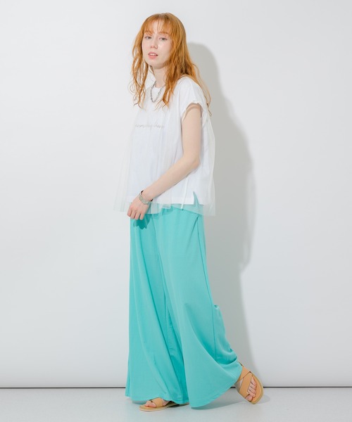 Paradise Picnic（パラダイスピクニック）の「チュール重ねロゴT（Tシャツ/カットソー・レディース・ブラック/ホワイト/イエロー・FREE）」の21枚目の写真