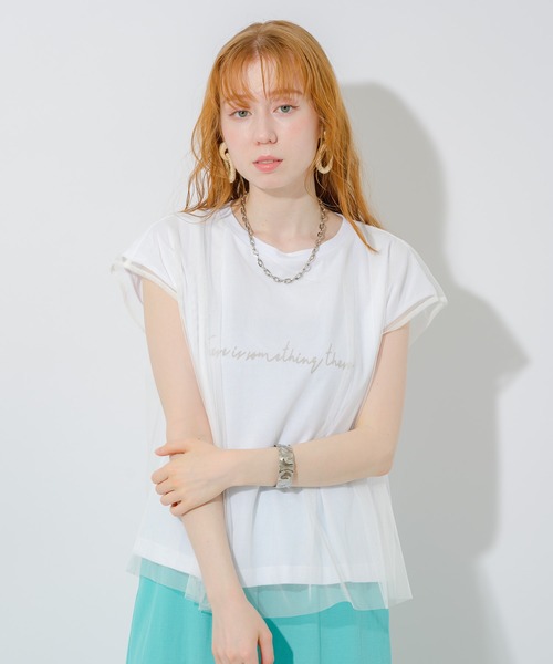 Paradise Picnic（パラダイスピクニック）の「チュール重ねロゴT（Tシャツ/カットソー・レディース・ブラック/ホワイト/イエロー・FREE）」の22枚目の写真