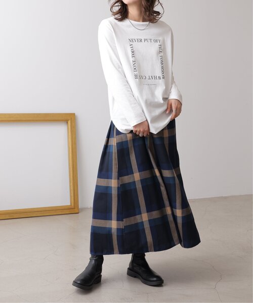 frames RAY CASSIN（フレームスレイカズン）の「T/Rビッグチェックスカート（スカート・レディース・ブラウン系/グリーン系/ブルー系/パープル系・FREE）」の5枚目の写真