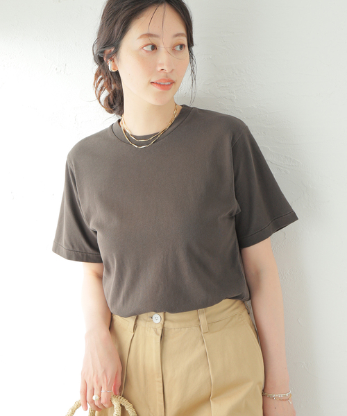 Spick & Span（スピックアンドスパン）の「ピグメントダイベーシックTシャツ（Tシャツ/カットソー・レディース・チャコールグレー/キャメル・FREE）」の3枚目の写真