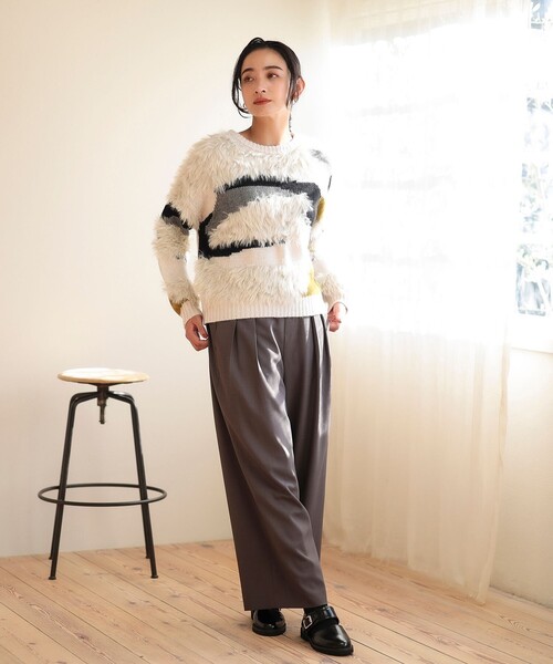 BEAMS HEART（ビームスハート）の「カモフラージュ柄 ニット（ニット/セーター・レディース・グレー/アイボリー/ベージュ・FREE）」の12枚目の写真